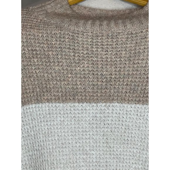 So sweater women’s size large turtleneck pull over nautical warm brown stripes h - Picture 2 of 8